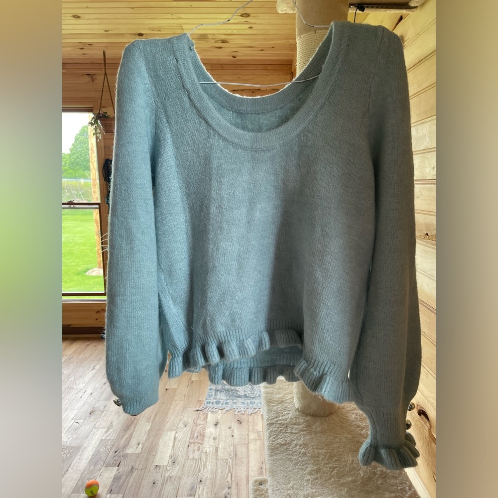 One Size Teal Sweater with Flaired Waist (Brand New)